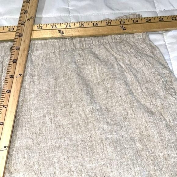 Briggs Womens XXL Beige Linen-Rayon Blend Elastic Waist Pants With Pockets - Picture 9 of 10